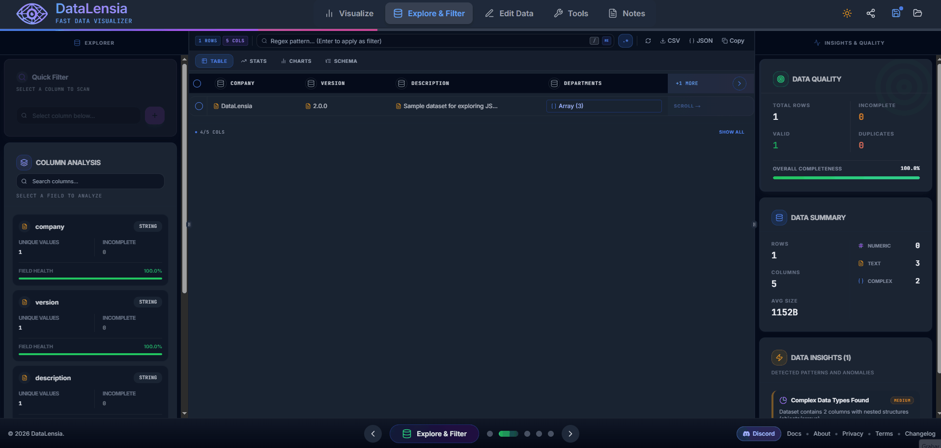 Data Explorer Table View