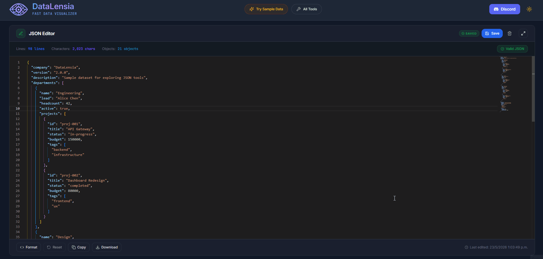 JSON Editor Interface