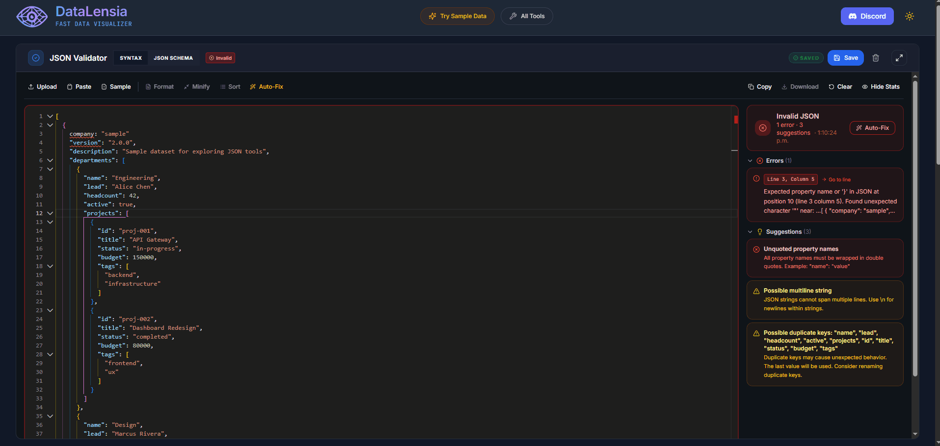 JSON Validator and Formatter