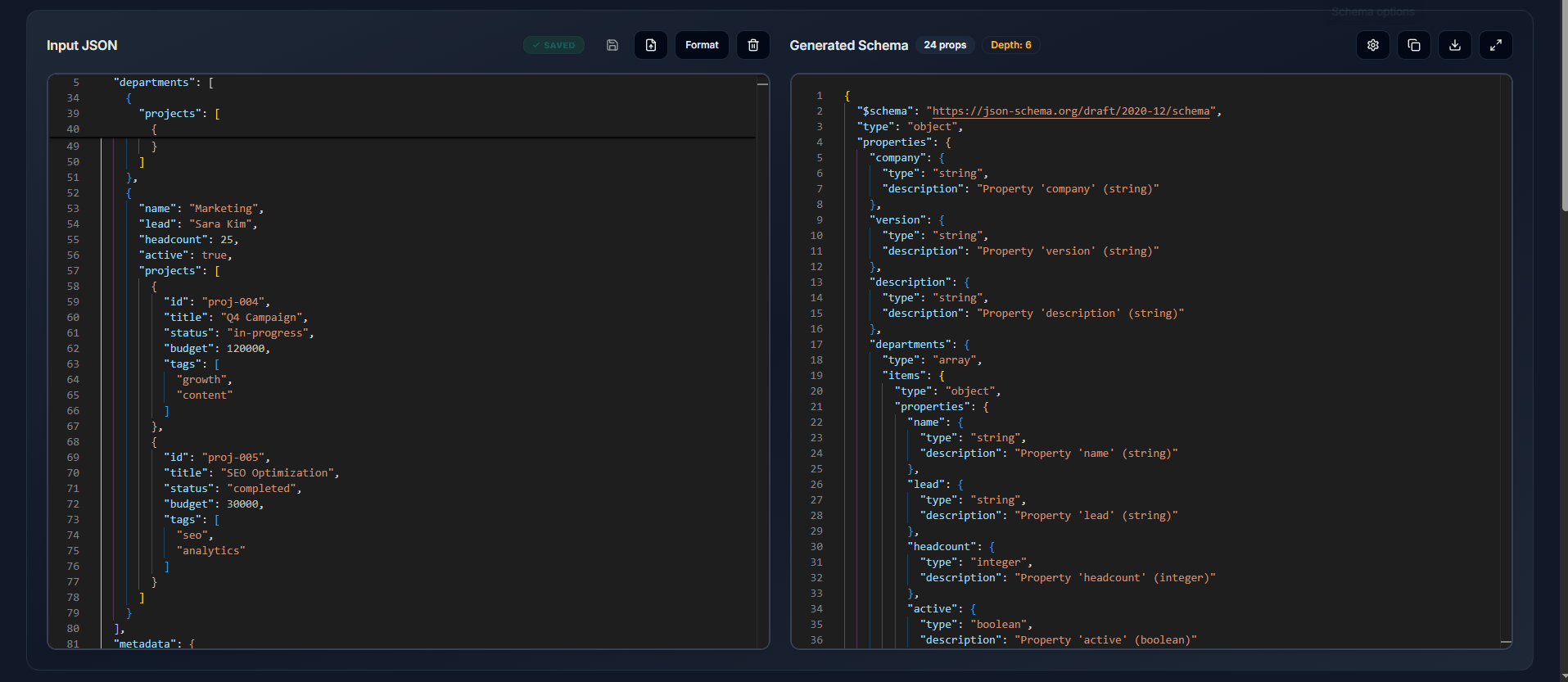DataLensia - JSON Schema Generator - DataLensia Docs